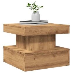 Table basse avec lumières LED chêne artisanal 50x50x40 cm 