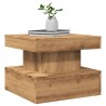 Table basse avec lumières LED chêne artisanal 50x50x40 cm 