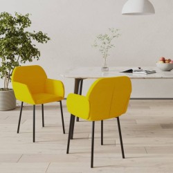 Chaises à manger lot de 2 Jaune Velours 