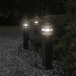 Lampadaires d'extérieur avec sortie 3 pcs noir 50 cm aluminium 