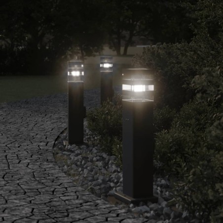 Lampadaires d'extérieur avec sortie 3 pcs noir 50 cm aluminium 
