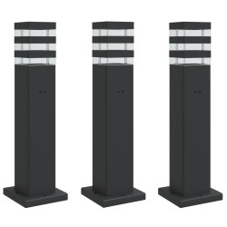 Lampadaires d'extérieur avec sortie 3 pcs noir 50 cm aluminium 