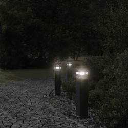 Lampadaires d'extérieur avec sortie 3 pcs noir 50 cm aluminium 