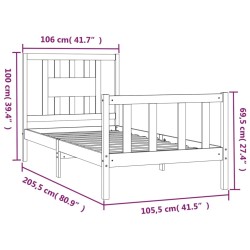 Cadre de lit sans matelas bois massif de pin 100x200 cm 