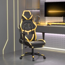 Chaise de jeu de massage avec repose-pied Noir&Doré Similicuir 