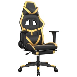 Chaise de jeu de massage avec repose-pied Noir&Doré Similicuir 