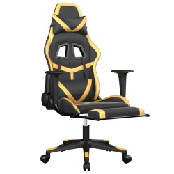 Chaise de jeu de massage avec repose-pied Noir&Doré Similicuir 