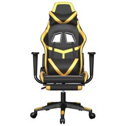Chaise de jeu de massage avec repose-pied Noir&Doré Similicuir 