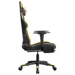 Chaise de jeu de massage avec repose-pied Noir&Doré Similicuir 