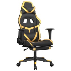 Chaise de jeu avec repose-pied Noir et doré Similicuir 