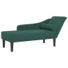Chaise longue avec coussins vert foncé velours 