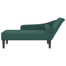 Chaise longue avec coussins vert foncé velours 