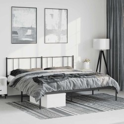 Cadre de lit métal sans matelas avec tête de lit noir 183x213cm 