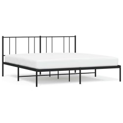 Cadre de lit métal sans matelas avec tête de lit noir 183x213cm 