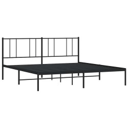 Cadre de lit métal sans matelas avec tête de lit noir 183x213cm 