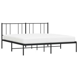 Cadre de lit métal sans matelas avec tête de lit noir 183x213cm 