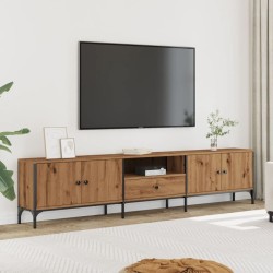 Meuble TV à tiroir chêne artisanal 200x25x44 cm bois ingénierie 