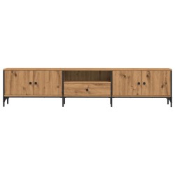 Meuble TV à tiroir chêne artisanal 200x25x44 cm bois ingénierie 