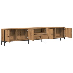 Meuble TV à tiroir chêne artisanal 200x25x44 cm bois ingénierie 