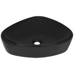 Lavabo triangulaire en céramique noir 50,5x41x12 cm 