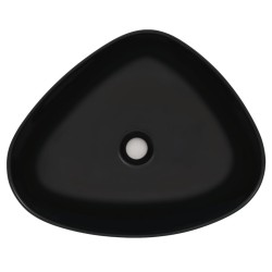 Lavabo triangulaire en céramique noir 50,5x41x12 cm 