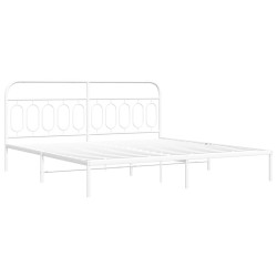 Cadre de lit métal sans matelas et tête de lit blanc 200x200 cm 