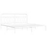Cadre de lit métal sans matelas et tête de lit blanc 200x200 cm 