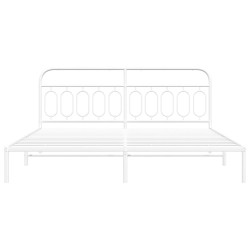 Cadre de lit métal sans matelas et tête de lit blanc 200x200 cm 