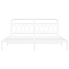 Cadre de lit métal sans matelas et tête de lit blanc 200x200 cm 