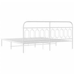 Cadre de lit métal sans matelas et tête de lit blanc 200x200 cm 