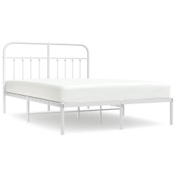 Cadre de lit métal sans matelas et tête de lit blanc 135x190 cm 