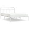 Cadre de lit métal sans matelas et tête de lit blanc 135x190 cm 