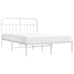 Cadre de lit métal sans matelas et tête de lit blanc 135x190 cm 