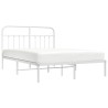 Cadre de lit métal sans matelas et tête de lit blanc 135x190 cm 