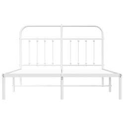 Cadre de lit métal sans matelas et tête de lit blanc 135x190 cm 