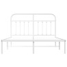 Cadre de lit métal sans matelas et tête de lit blanc 135x190 cm 