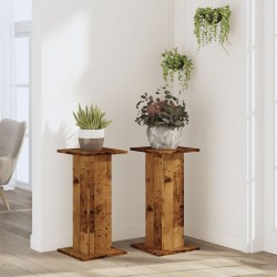 Supports pour plantes 2 pcs vieux bois bois d'ingénierie 