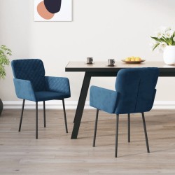 Chaises à manger lot de 2 Bleu Velours 