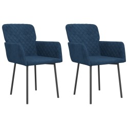 Chaises à manger lot de 2 Bleu Velours 