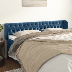 Tête de lit avec oreilles Bleu foncé 183x23x78/88 cm Velours 
