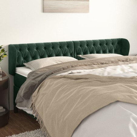 Tête de lit avec oreilles Vert foncé 183x23x78/88 cm Velours 
