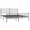 Cadre de lit métal sans matelas avec pied de lit noir 183x213cm 