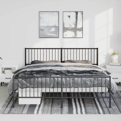 Cadre de lit métal sans matelas avec pied de lit noir 183x213cm 