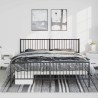 Cadre de lit métal sans matelas avec pied de lit noir 183x213cm 