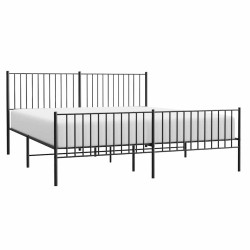 Cadre de lit métal sans matelas avec pied de lit noir 183x213cm 