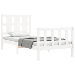 Cadre de lit sans matelas blanc bois de pin massif 