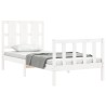 Cadre de lit sans matelas blanc bois de pin massif 