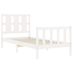 Cadre de lit sans matelas blanc bois de pin massif 