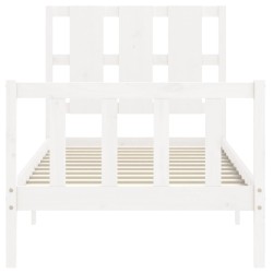 Cadre de lit sans matelas blanc bois de pin massif 