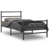 Cadre de lit métal sans matelas avec pied de lit noir 100x190cm 